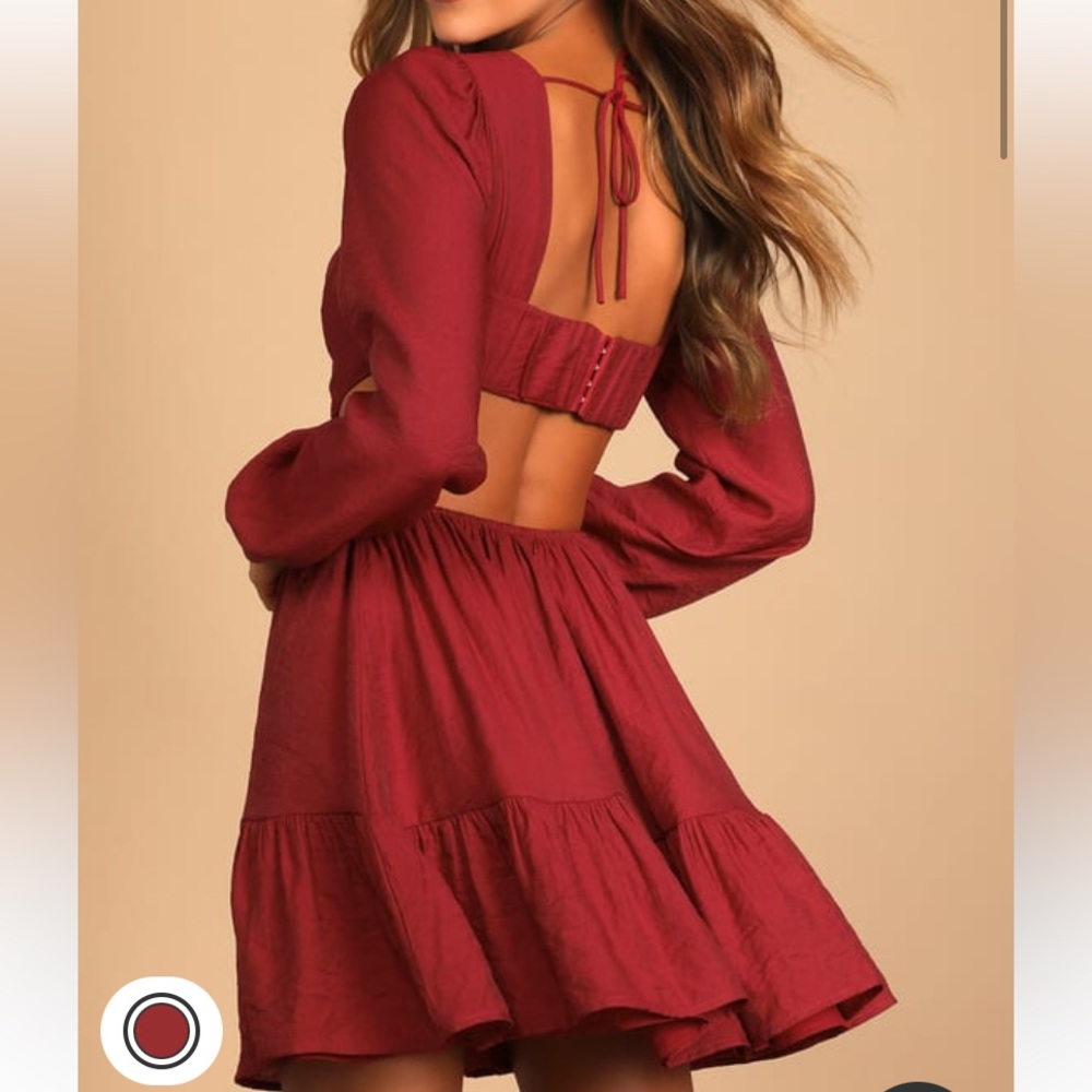Lulu’s Long Sleeve Cutout Ruffled Dress